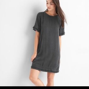 Gap  y2k 90s vibe Tencel Denim  Shirt Dress in Grey xs zipper to back